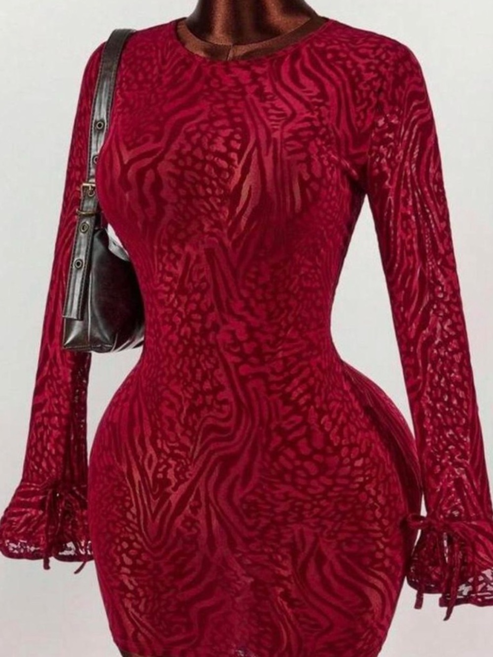 SHEIN Red Textured Bodycon Mini Dress